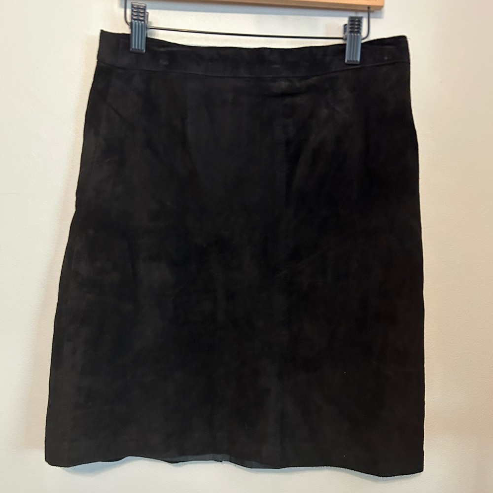 Vintage Black Suede Skirt Festival Edgy Western